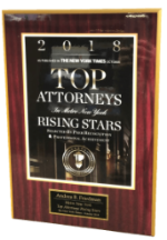 2018 Super Lawyers Rising Star by the New York Times - Plaque